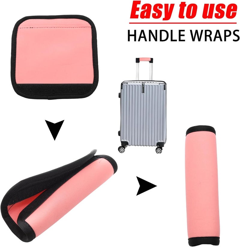 JAKOUE 4pcs Pink Luggage Handle Wraps For Suitcase - Soft Suitcase Handle Covers for Travel Accessories（ Bright Color for Suitcase Tags Identifiers ） - Image 5